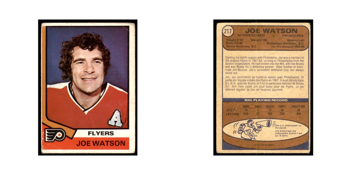 1974 O-Pee-Chee Joe Watson (Damaged) Philadelphia Flyers #217