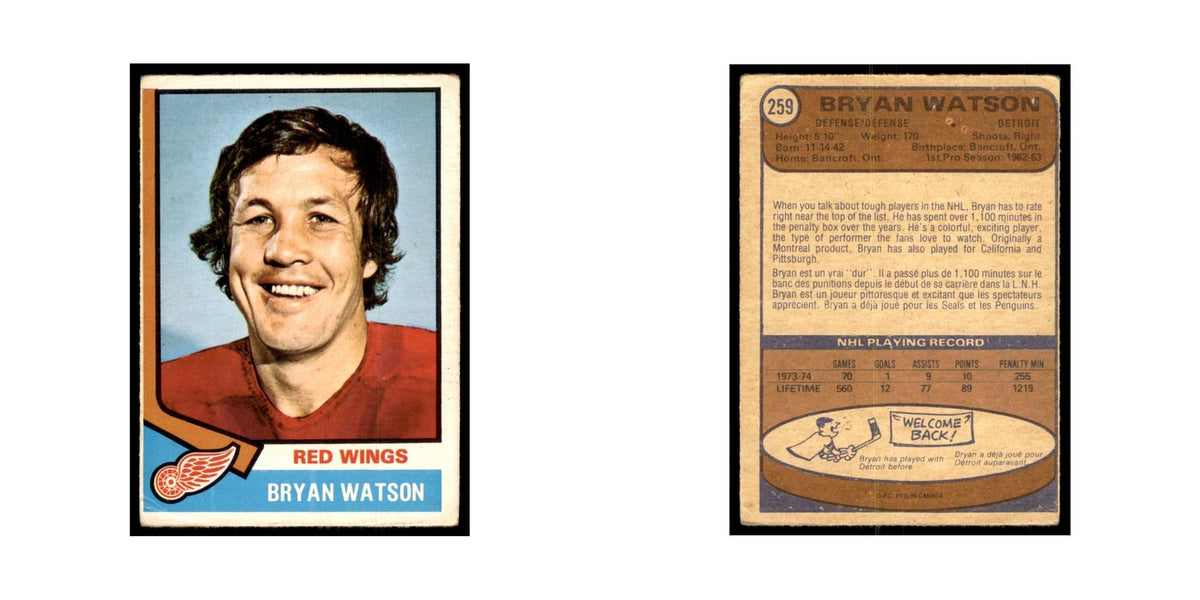 1974 O-Pee-Chee Bryan Watson (Damaged) Detroit Red Wings #259