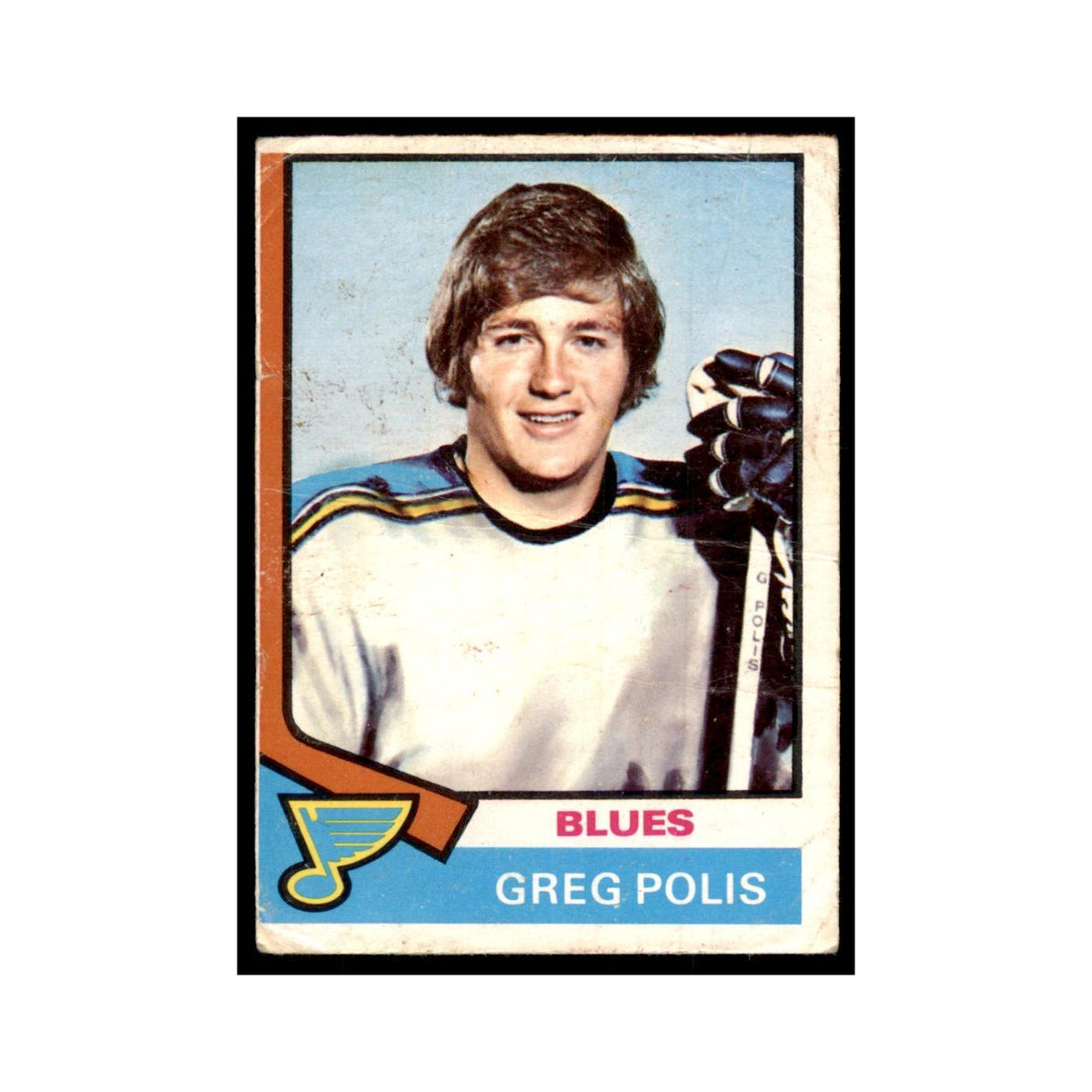 1974 O-Pee-Chee Greg Polis (Damaged) St. Louis Blues #164