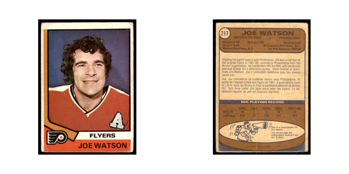 1974 O-Pee-Chee Joe Watson (Damaged) Philadelphia Flyers #217