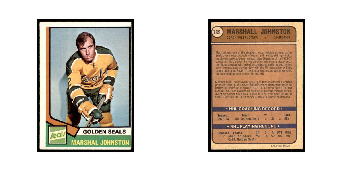 1974 O-Pee-Chee Marshall Johnston (Damaged) California Golden Seals #189