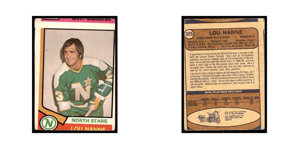 1974 O-Pee-Chee Lou Nanne (Damaged) Minnesota North Stars #325