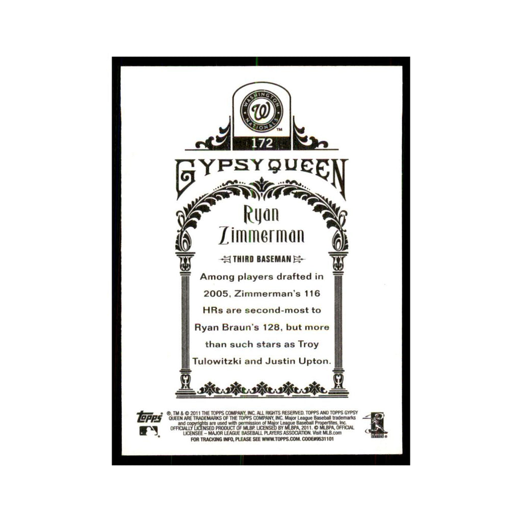 2011 Topps Gypsy Queen Ryan Zimmerman Nationals #172