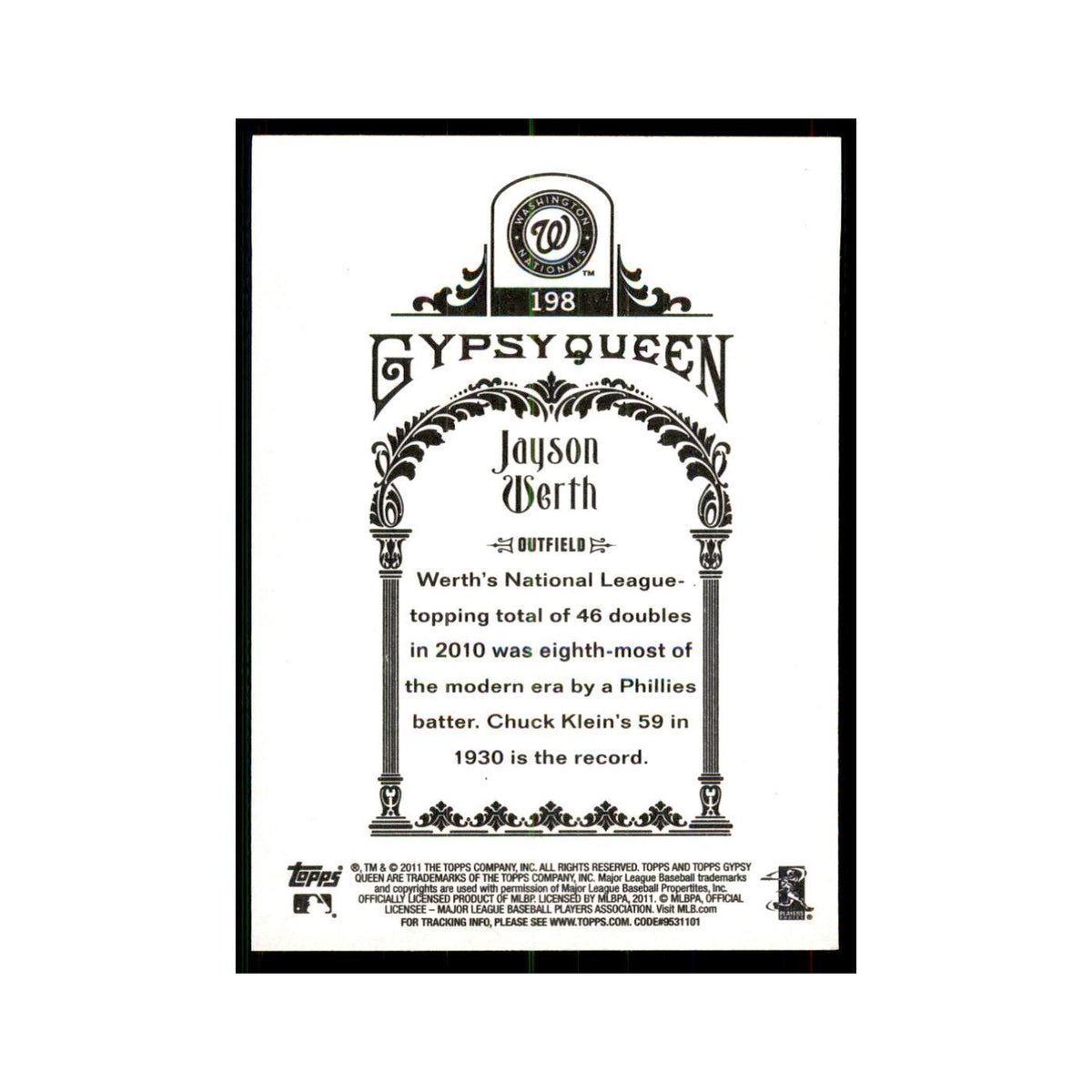 2011 Topps Gypsy Queen Jayson Werth Nationals #198
