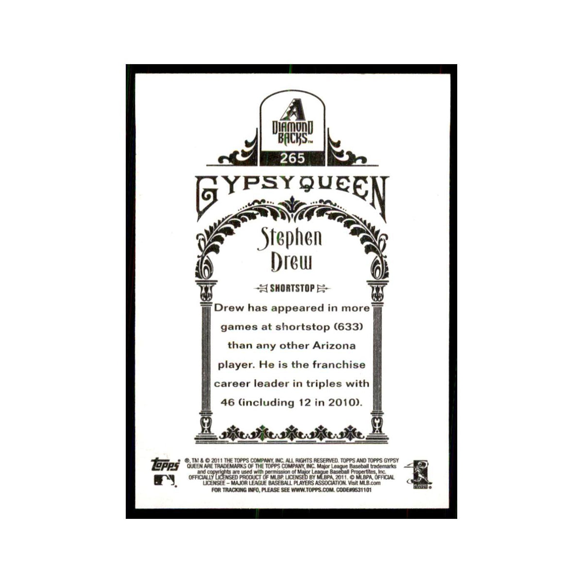 2011 Topps Gypsy Queen Stephen Drew Diamondbacks #265