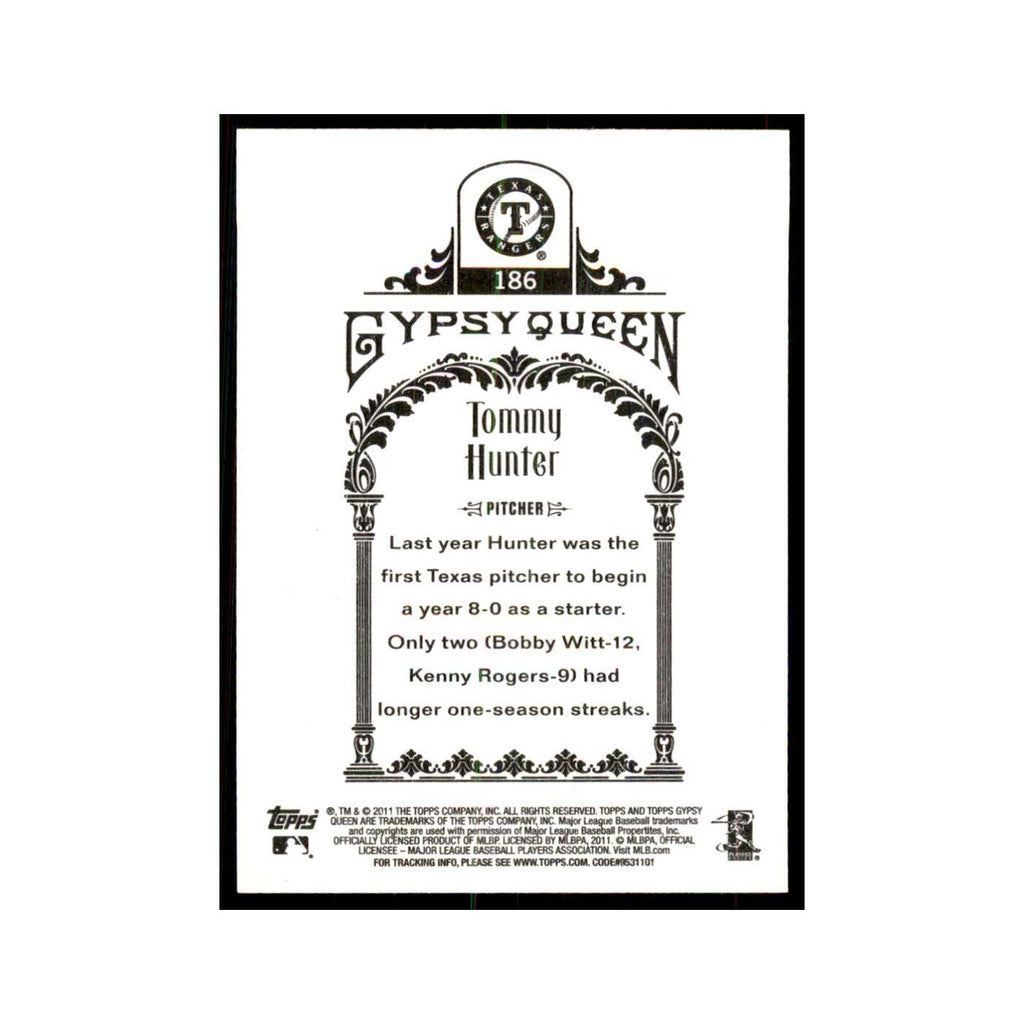 2011 Topps Gypsy Queen Tommy Hunter Rangers #186