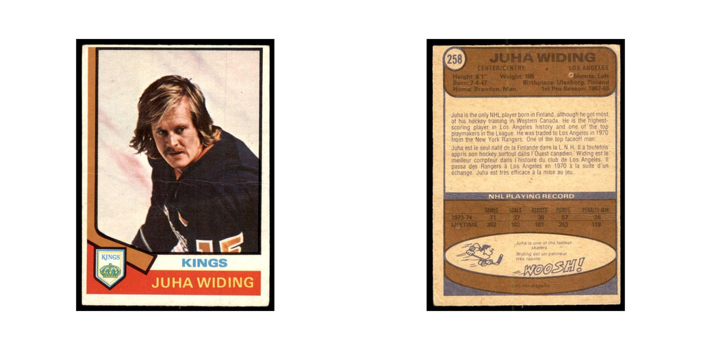 1974 O-Pee-Chee (damaged) Juha Widing Los Angeles Kings #258