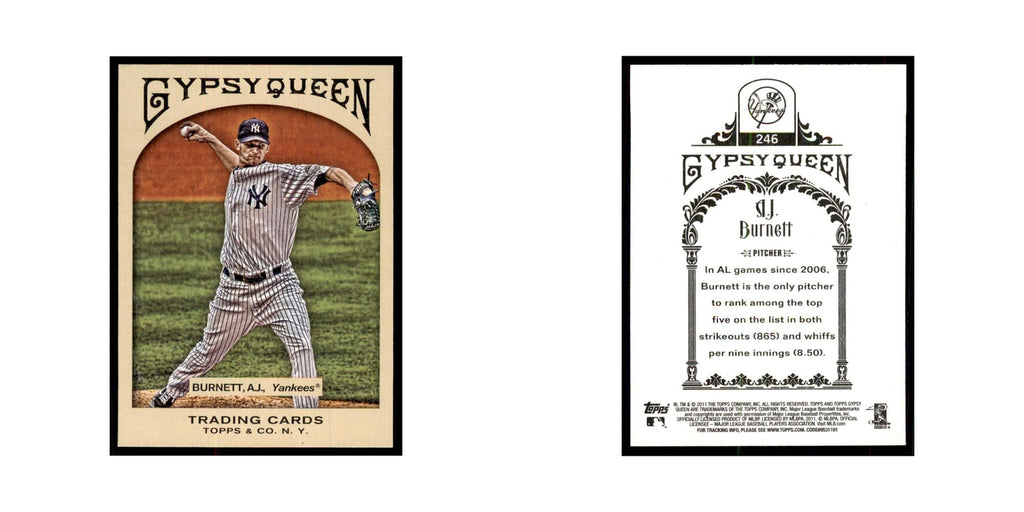 2011 Topps Gypsy Queen A.J. Burnett Yankees #246