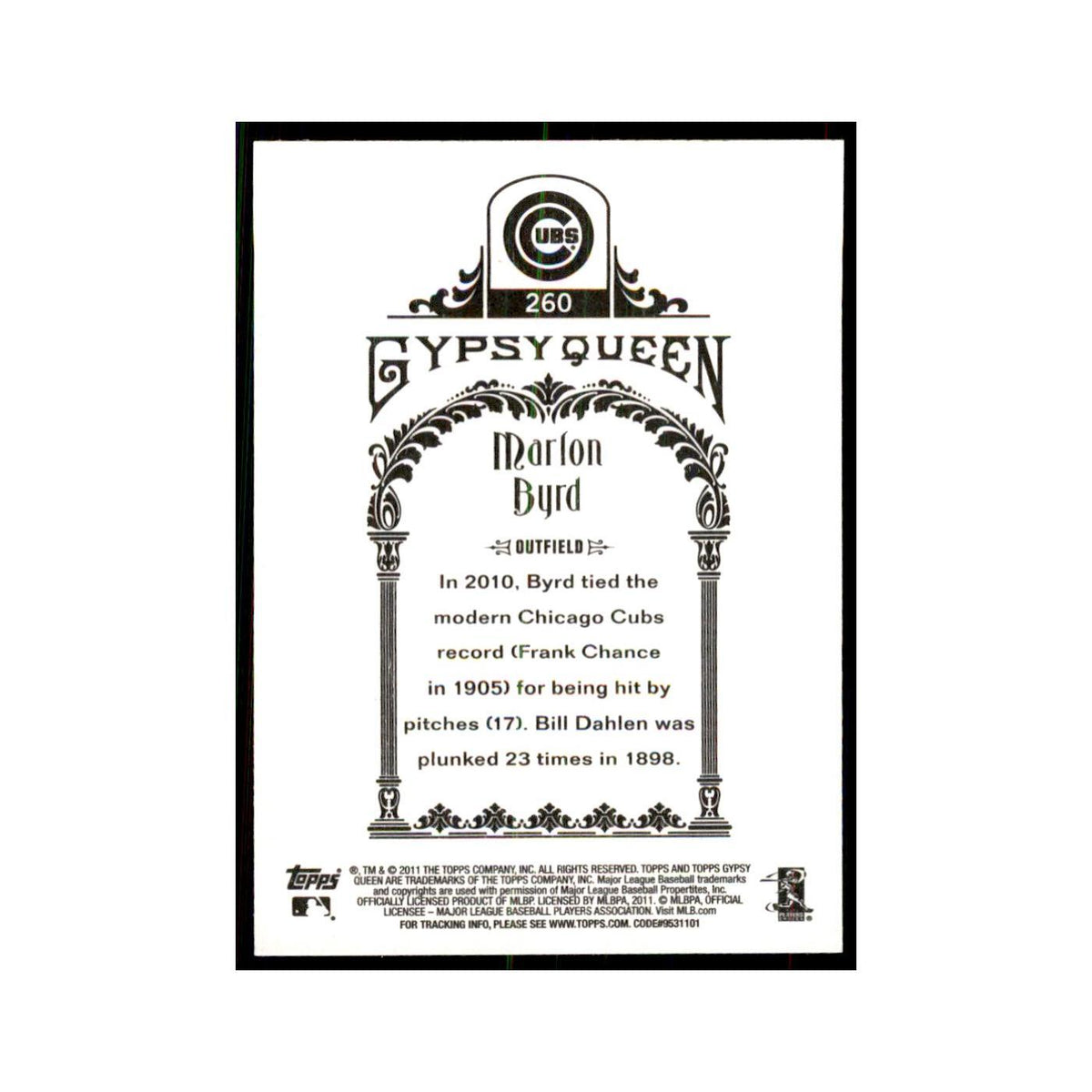 2011 Topps Gypsy Queen Marlon Byrd Cubs #260