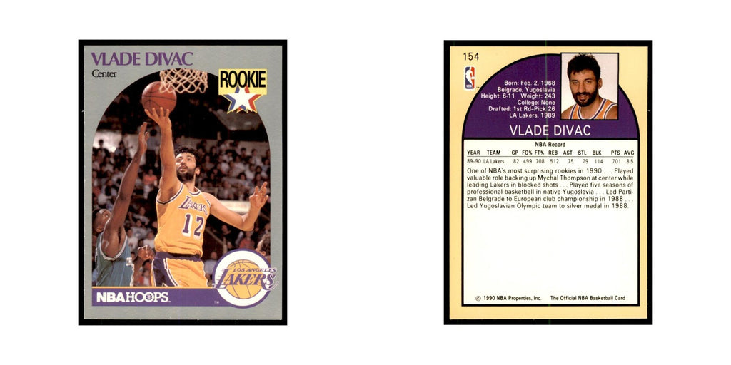 1990 NBA Hoops Vlade Divac RC Basketball Cards #154
