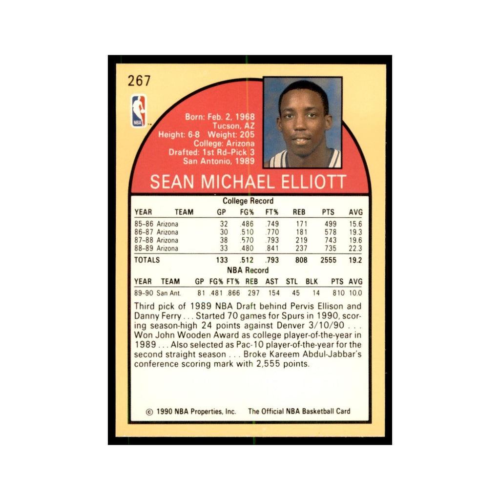 1990 NBA Hoops Sean Elliott RC Basketball Cards #267