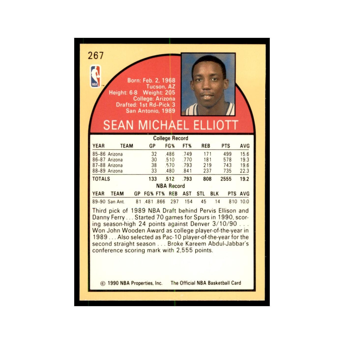 1990 NBA Hoops Sean Elliott RC Basketball Cards #267