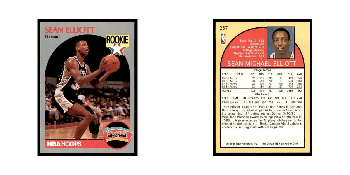 1990 NBA Hoops Sean Elliott RC Basketball Cards #267