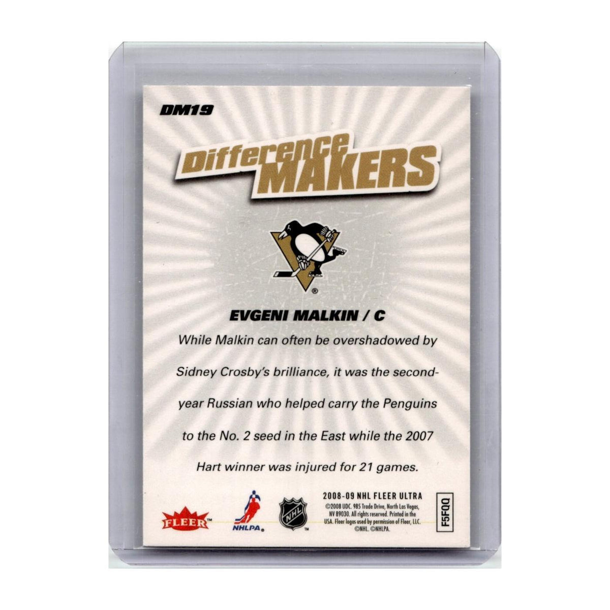 2008 Ultra Difference Makers Evgeni Malkin Pittsburgh Penguins #DM19