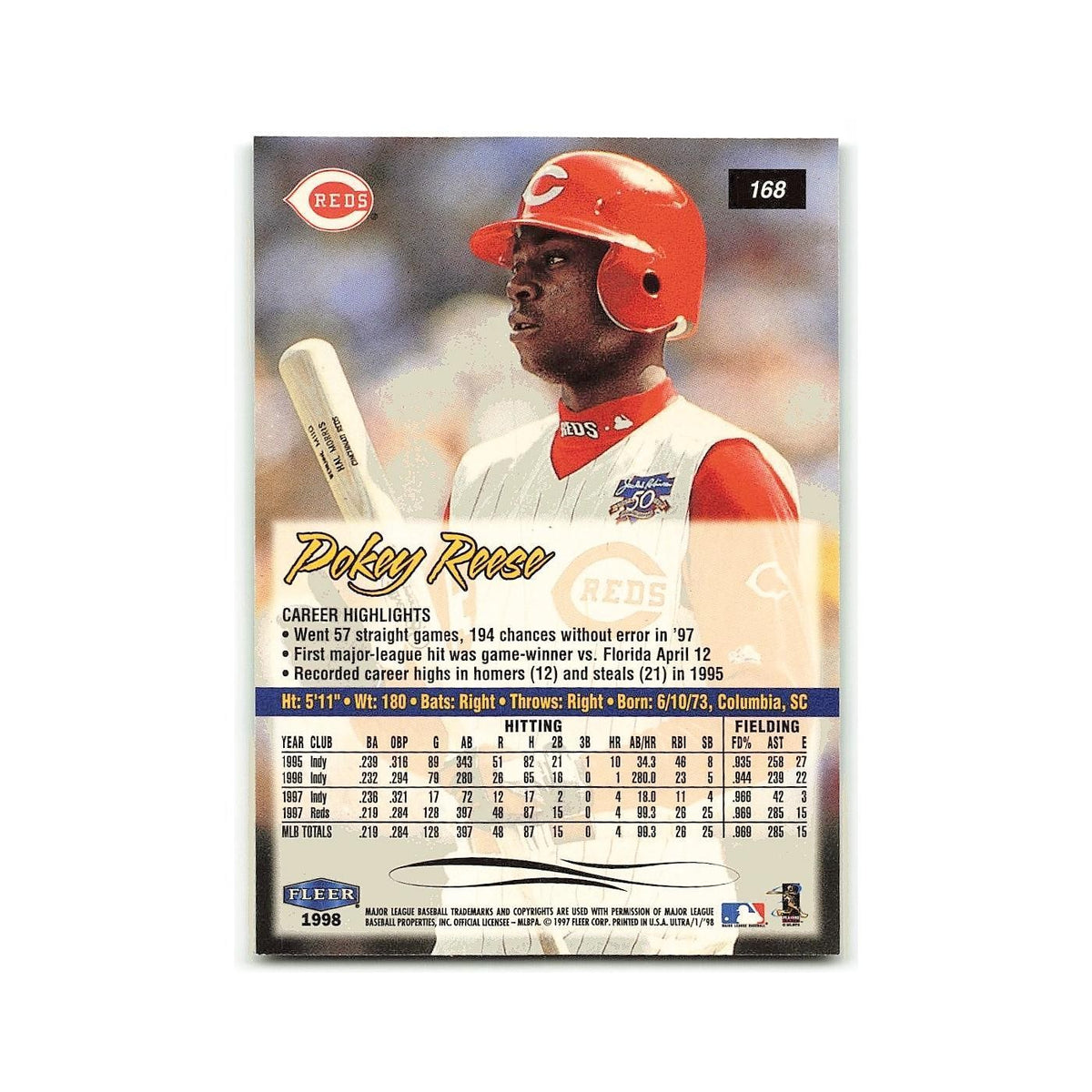 Pokey Reese 1998 Fleer Ultra #168 Cincinnati Reds Baseball Card NM