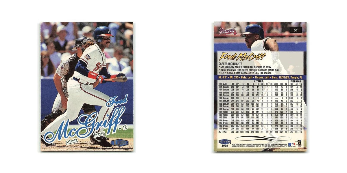 Fred McGriff 1998 Fleer Ultra #61 Atlanta Braves Baseball Card NM