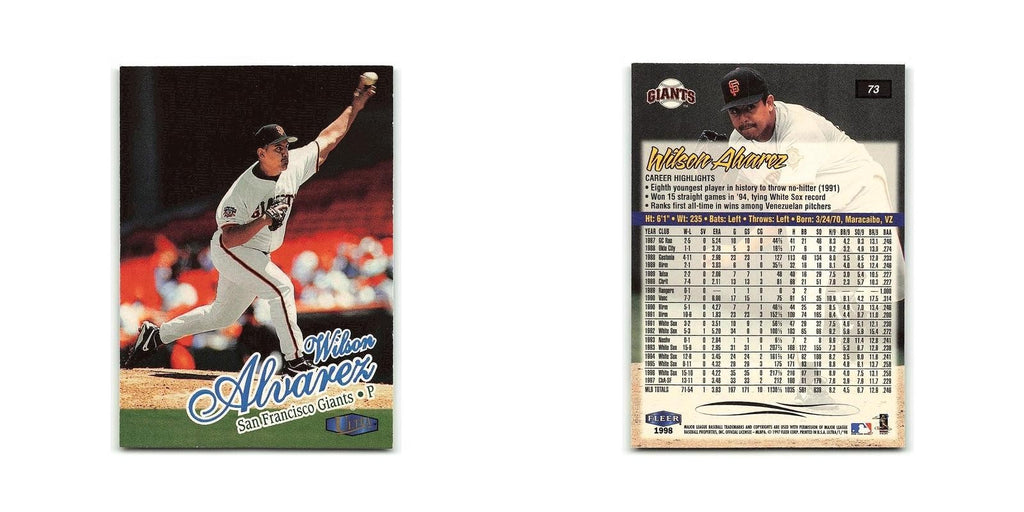 Wilson Alvarez 1998 Fleer Ultra #73 San Francisco Giants Baseball Card NM