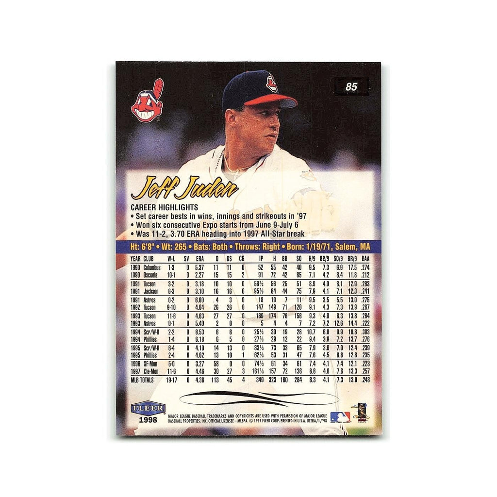 Jeff Juden 1998 Fleer Ultra #85 Cleveland Indians Baseball Card NM