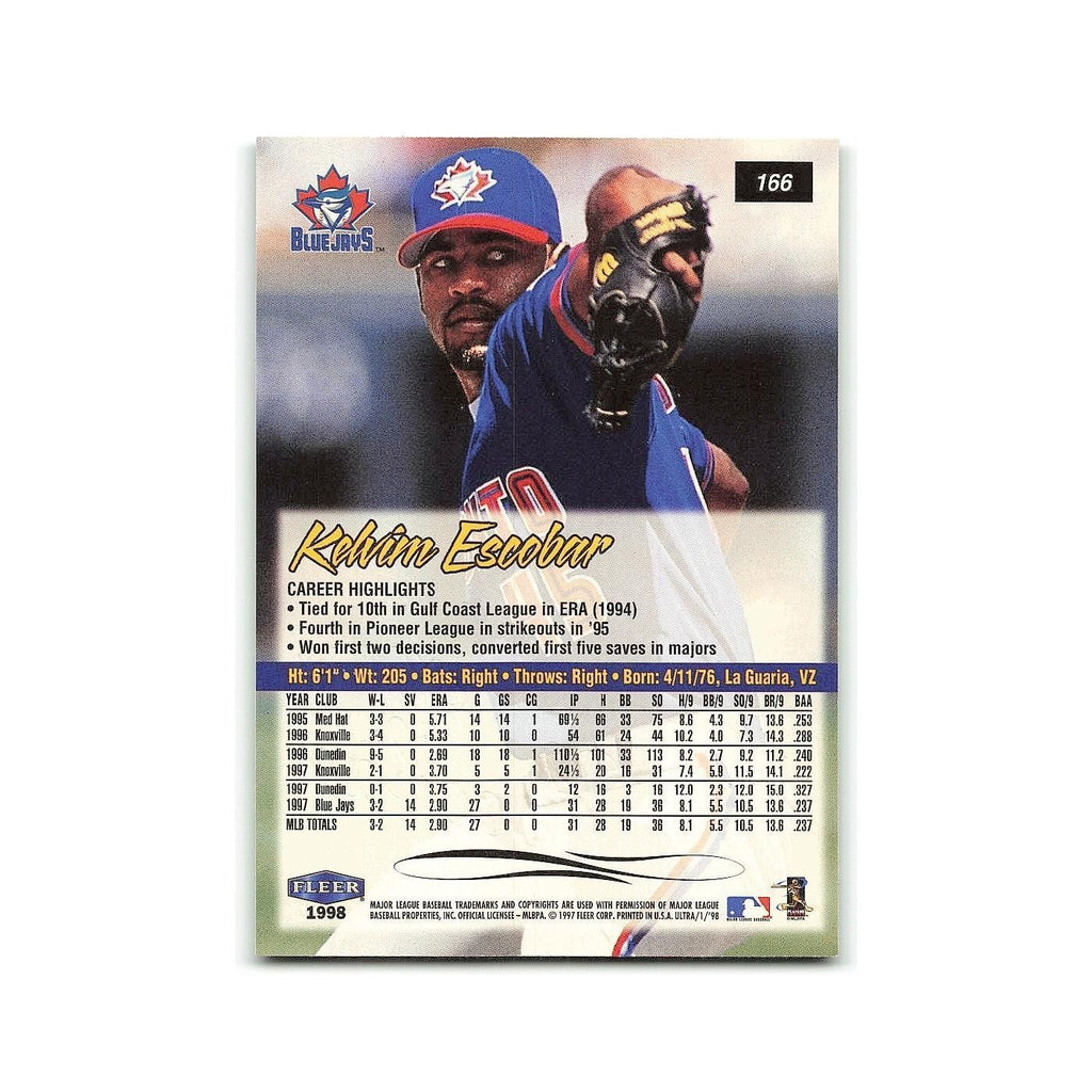 Kelvin Escobar 1998 Fleer Ultra #166 Toronto Blue Jays Baseball Card NM