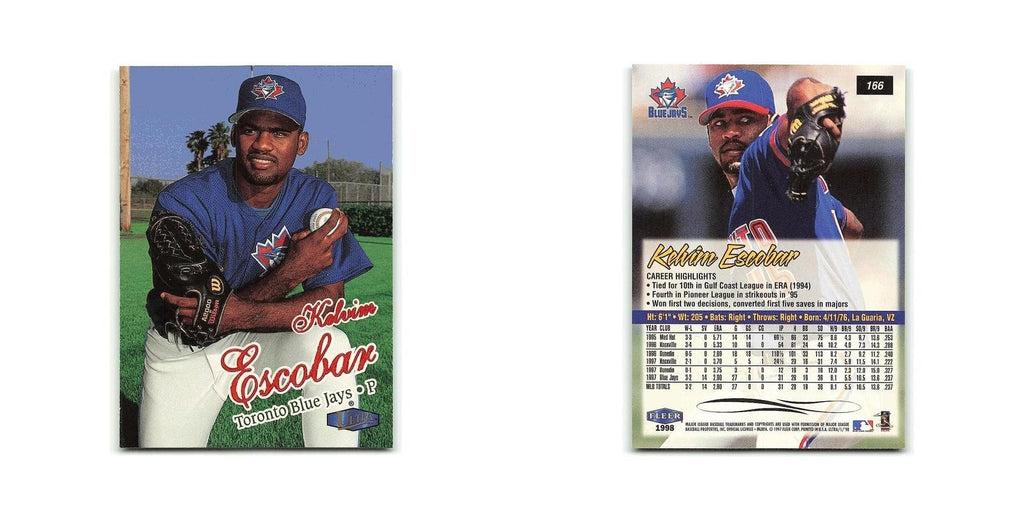 Kelvin Escobar 1998 Fleer Ultra #166 Toronto Blue Jays Baseball Card NM