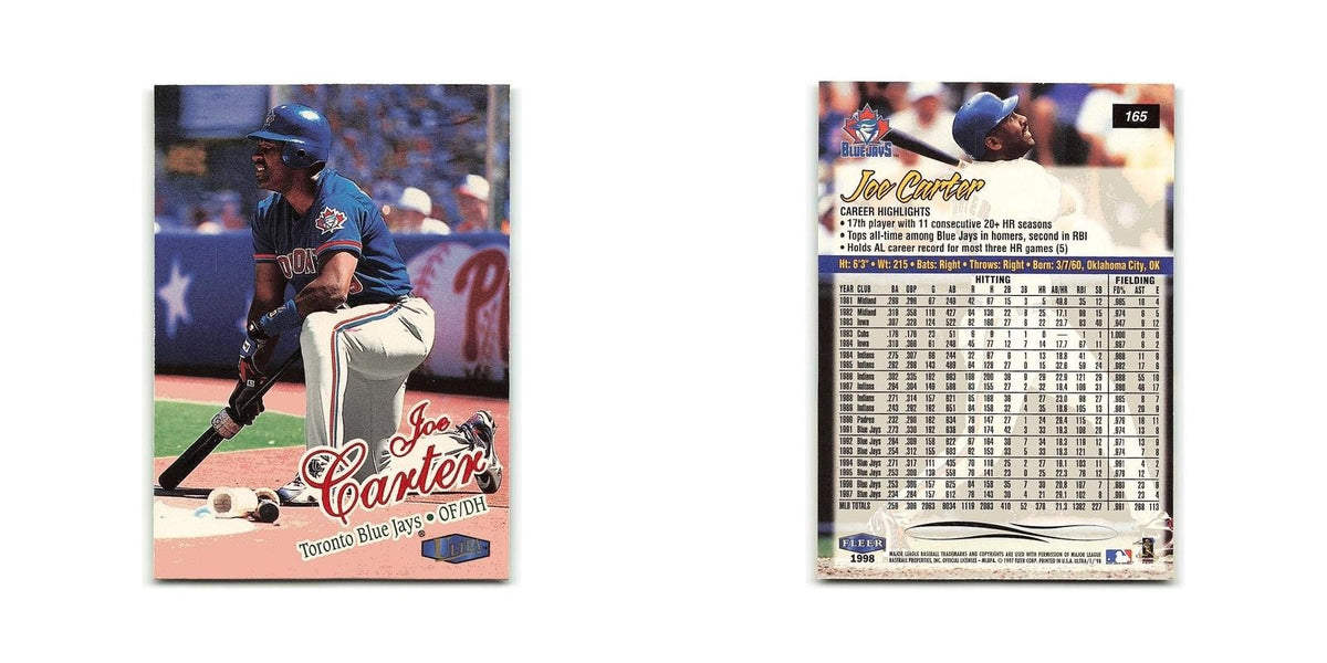 Joe Carter 1998 Fleer Ultra #165 Toronto Blue Jays Baseball Card NM
