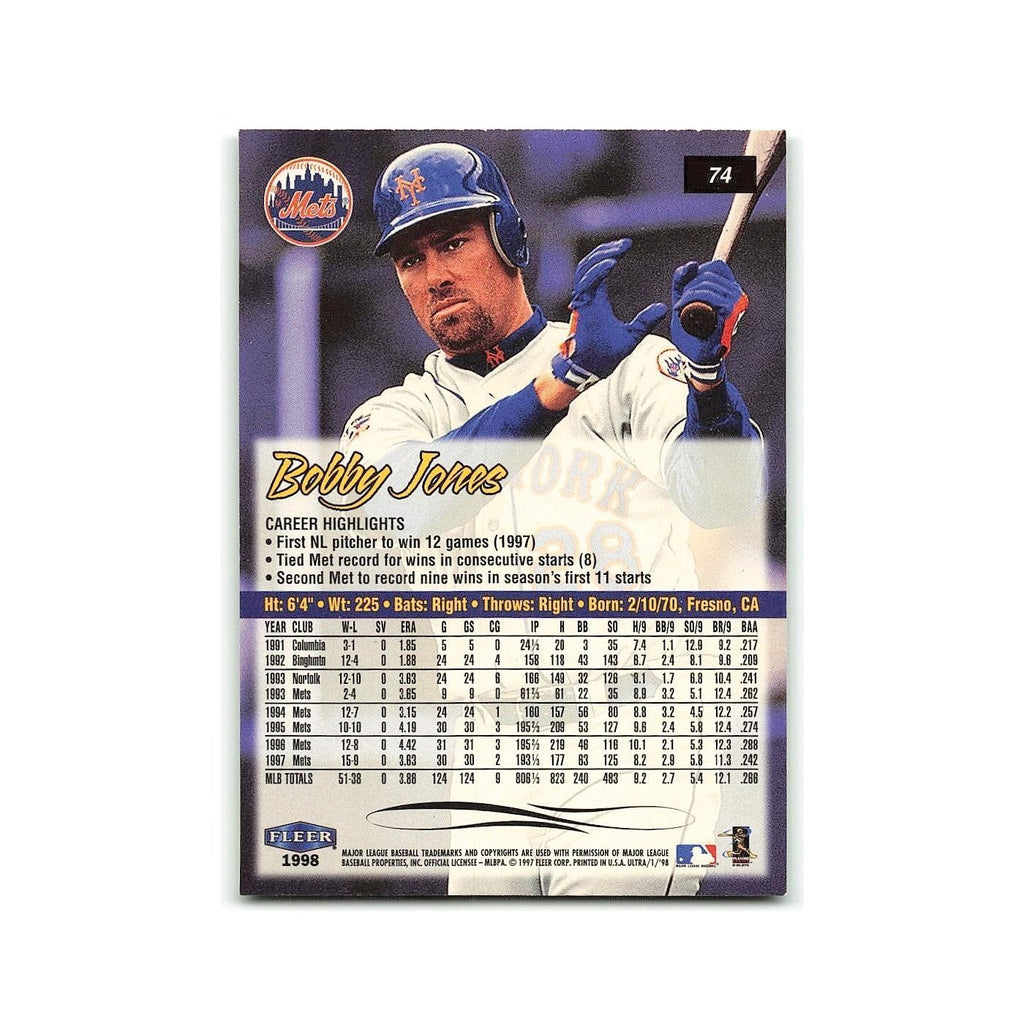 Bobby Jones 1998 Fleer Ultra #74 New York Mets Baseball Card NM