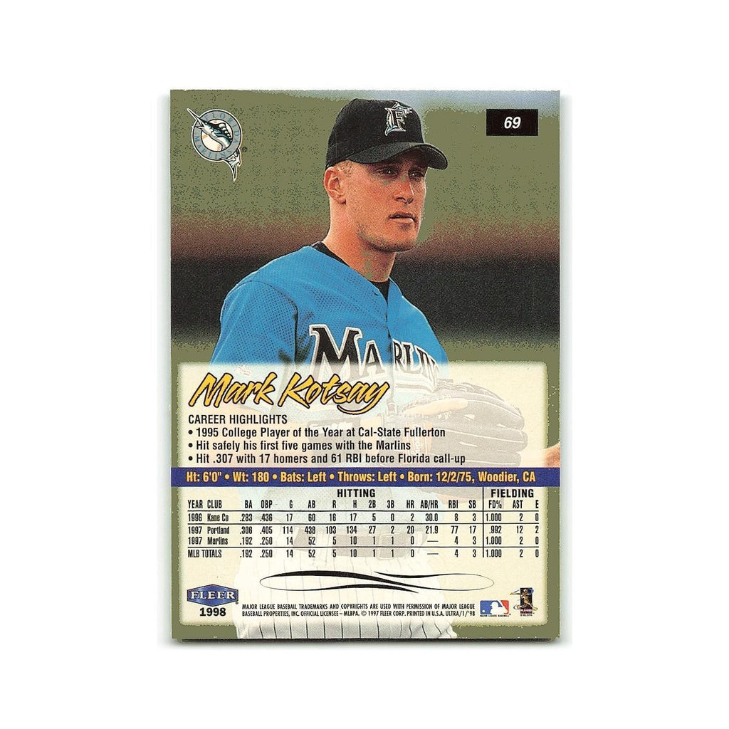 Mark Kotsay 1998 Fleer Ultra #69 Florida Marlins Baseball Card NM