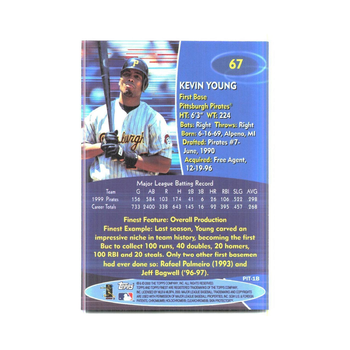 2000 Finest Kevin Young Pirates #67