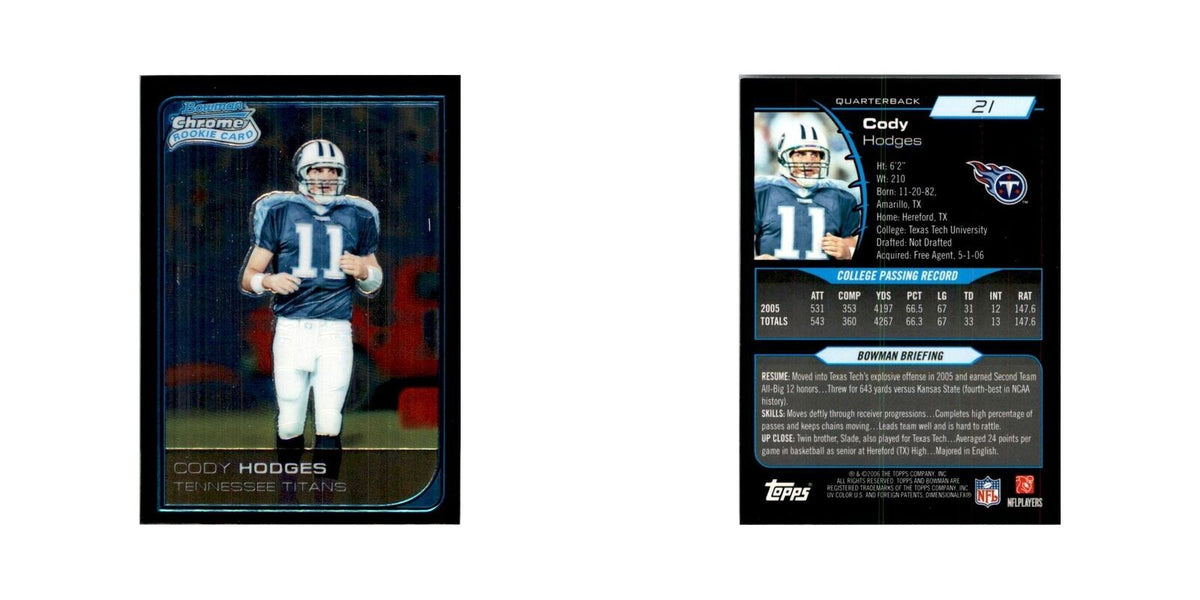 2006 Bowman Chrome Cody Hodges RC Football Cards #21