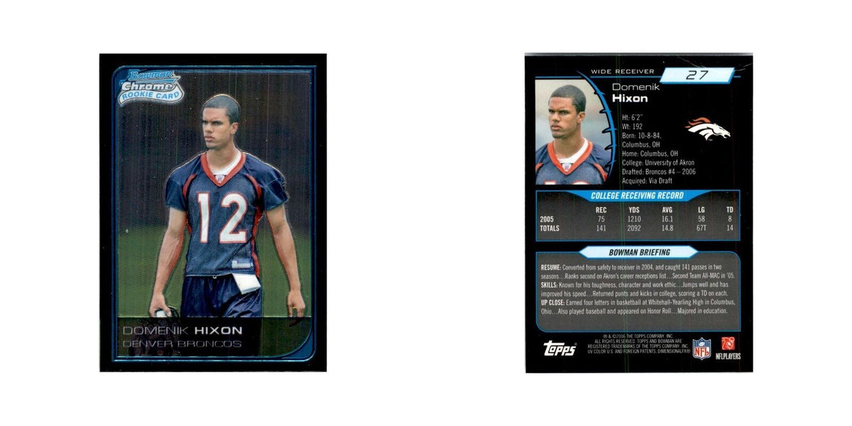 2006 Bowman Chrome Domenik Hixon RC Football Cards #27
