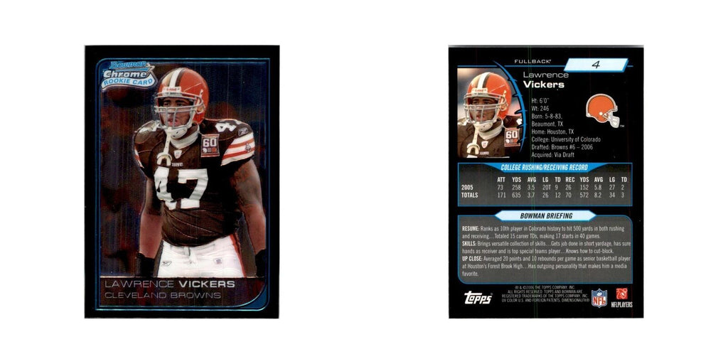 2006 Bowman Chrome Lawrence Vickers RC Football Cards #4
