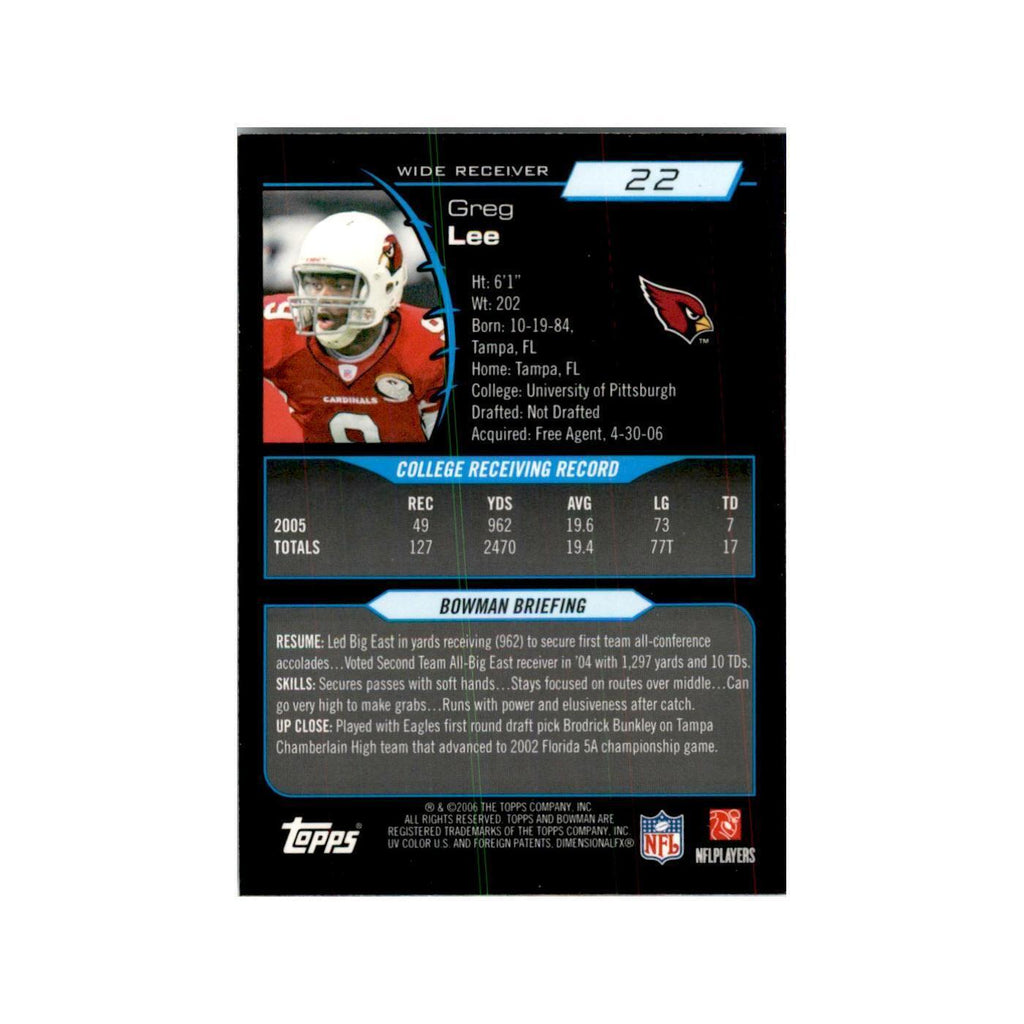 2006 Bowman Chrome Greg Lee RC Football Cards #22