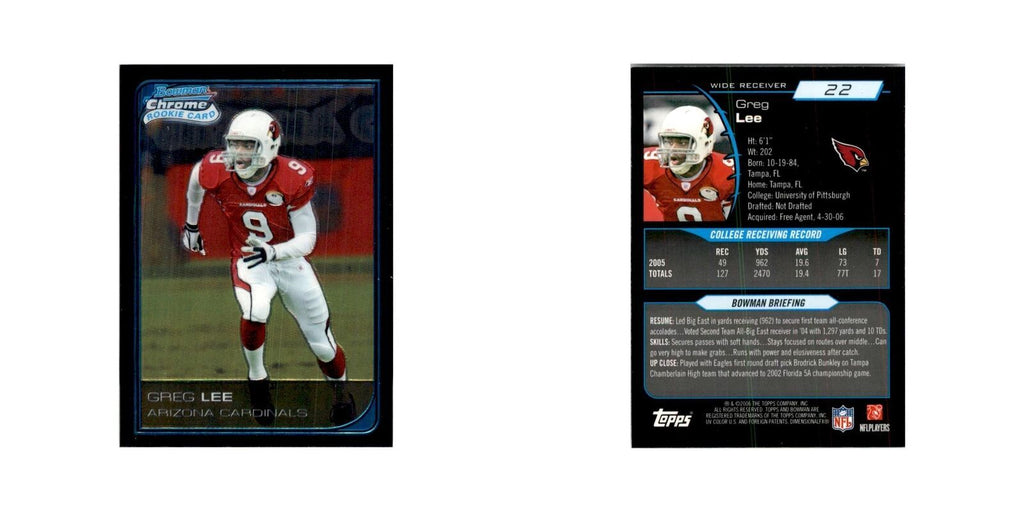 2006 Bowman Chrome Greg Lee RC Football Cards #22