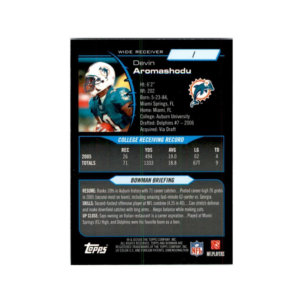 2006 Bowman Chrome Devin Aromashodu RC Football Cards #1