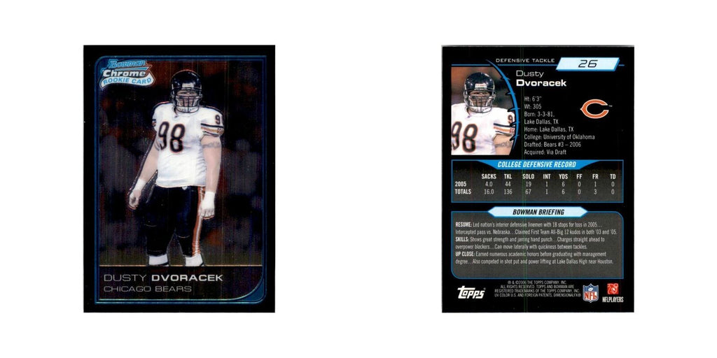 2006 Bowman Chrome Dusty Dvoracek RC Football Cards #26