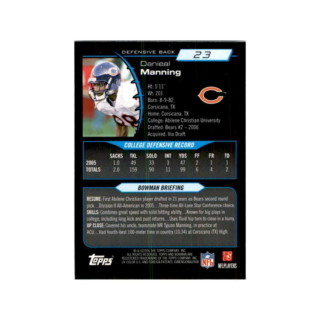 2006 Bowman Chrome Danieal Manning RC Football Cards #23
