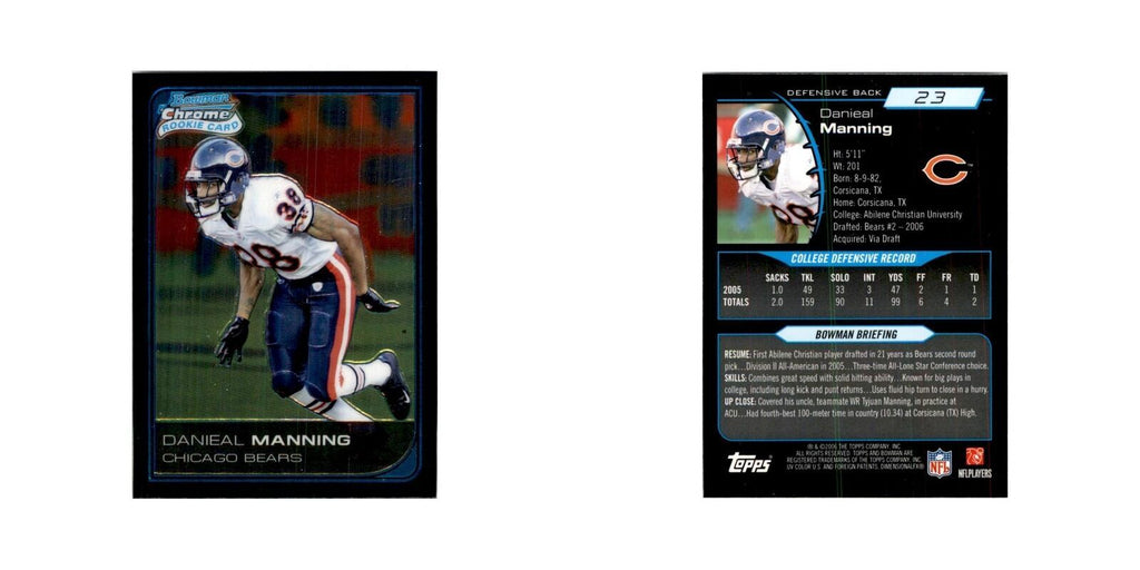 2006 Bowman Chrome Danieal Manning RC Football Cards #23