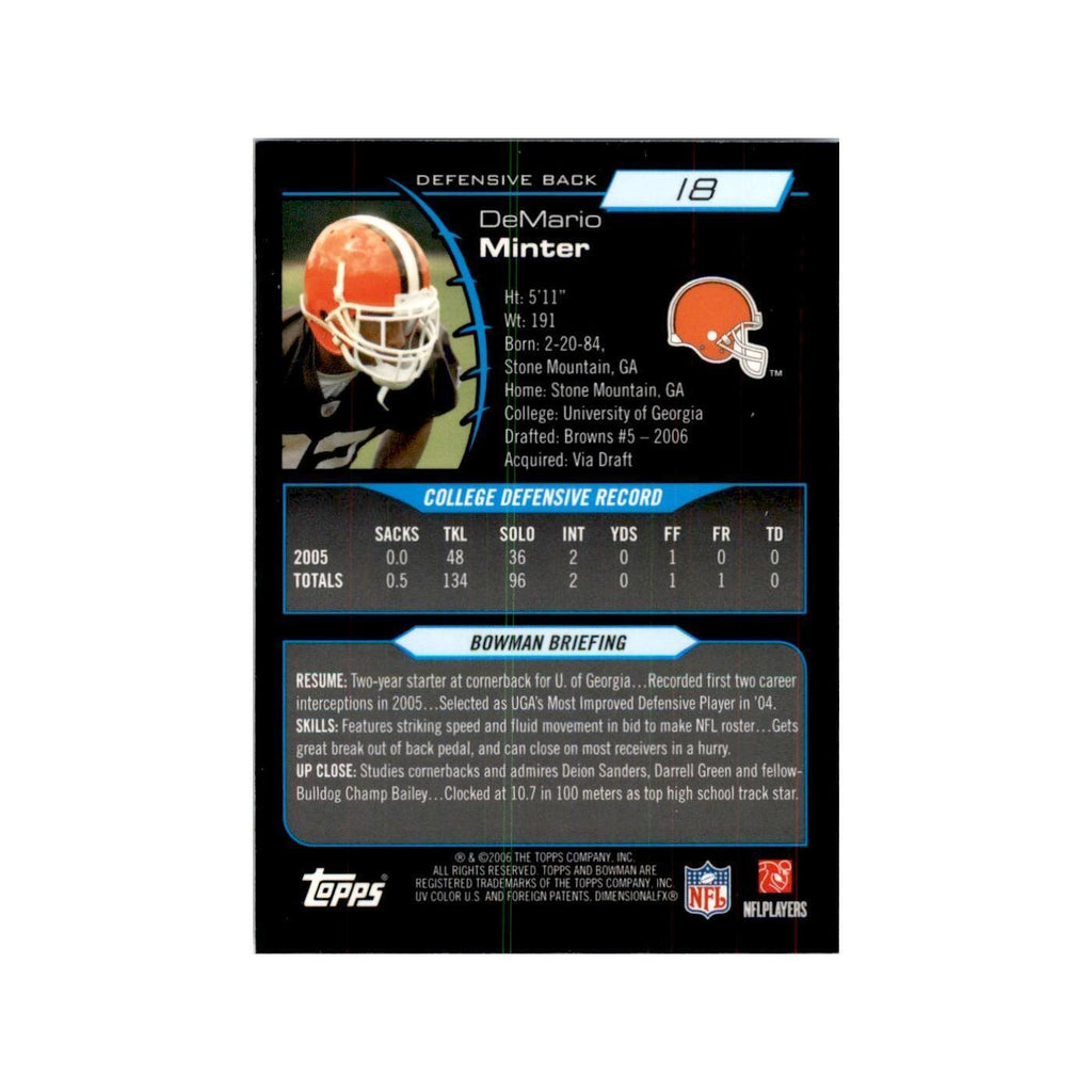 2006 Bowman Chrome DeMario Minter RC Football Cards #18
