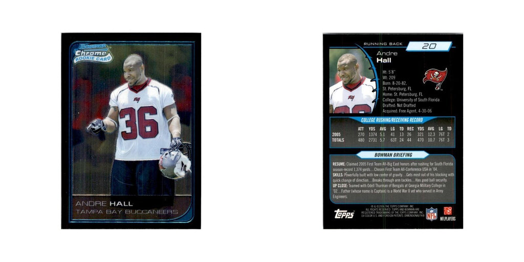 2006 Bowman Chrome Andre Hall RC Football Cards #20