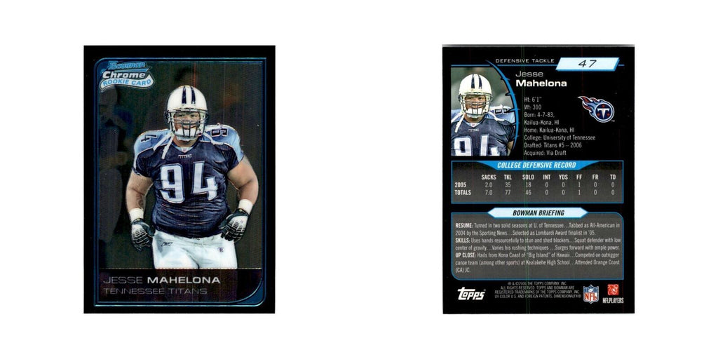2006 Bowman Chrome Jesse Mahelona RC Football Cards #47