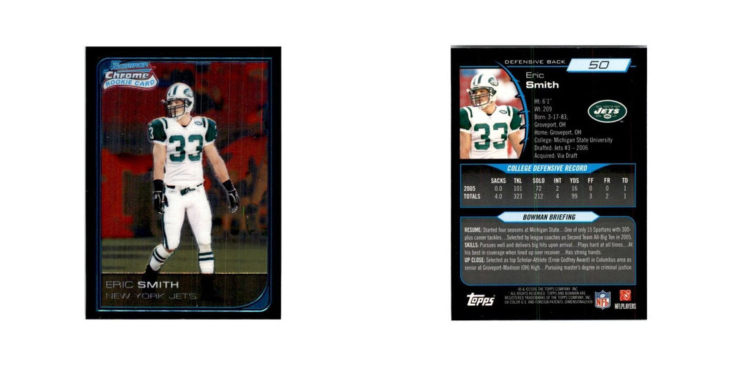 2006 Bowman Chrome Eric Smith RC Football Cards #50