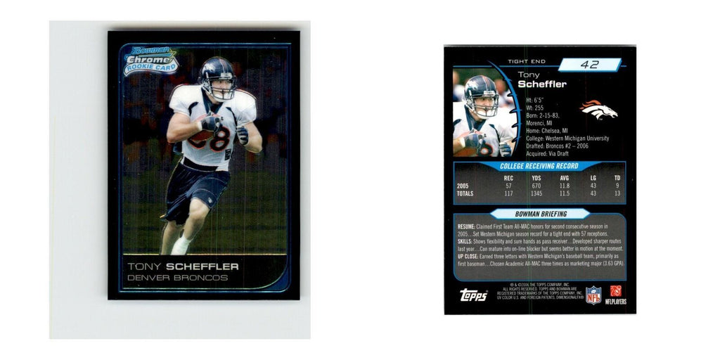 2006 Bowman Chrome Tony Scheffler RC Football Cards #42
