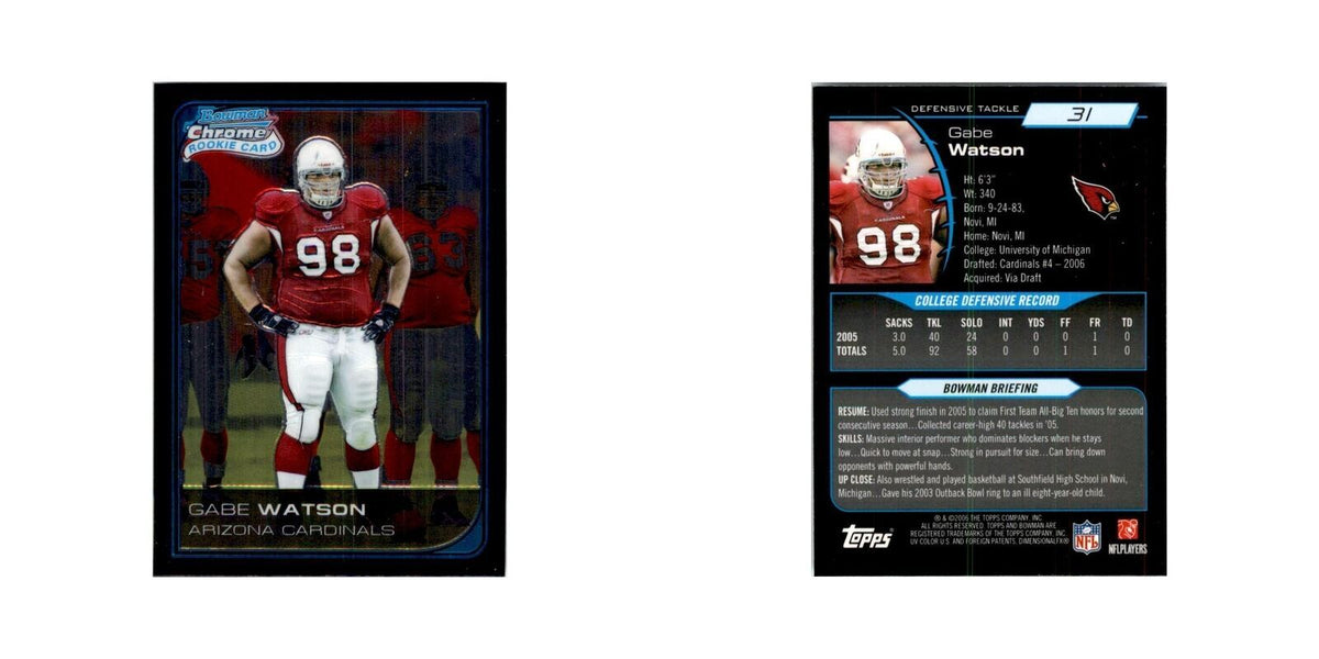 2006 Bowman Chrome Gabe Watson RC Football Cards #31