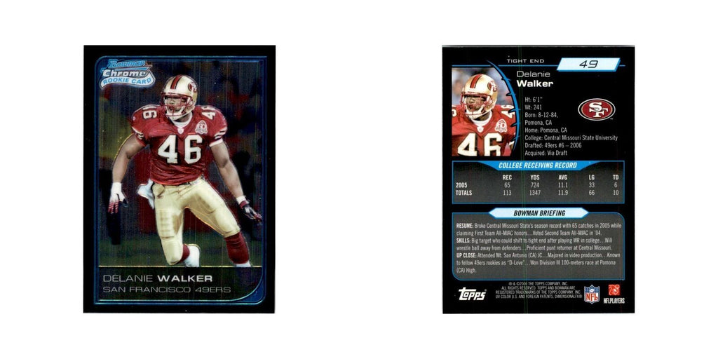 2006 Bowman Chrome Delanie Walker RC Football Cards #49