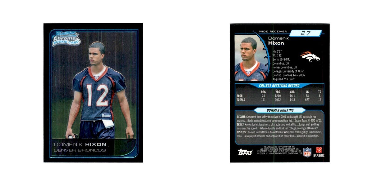 2006 Bowman Chrome Domenik Hixon RC Football Cards #27
