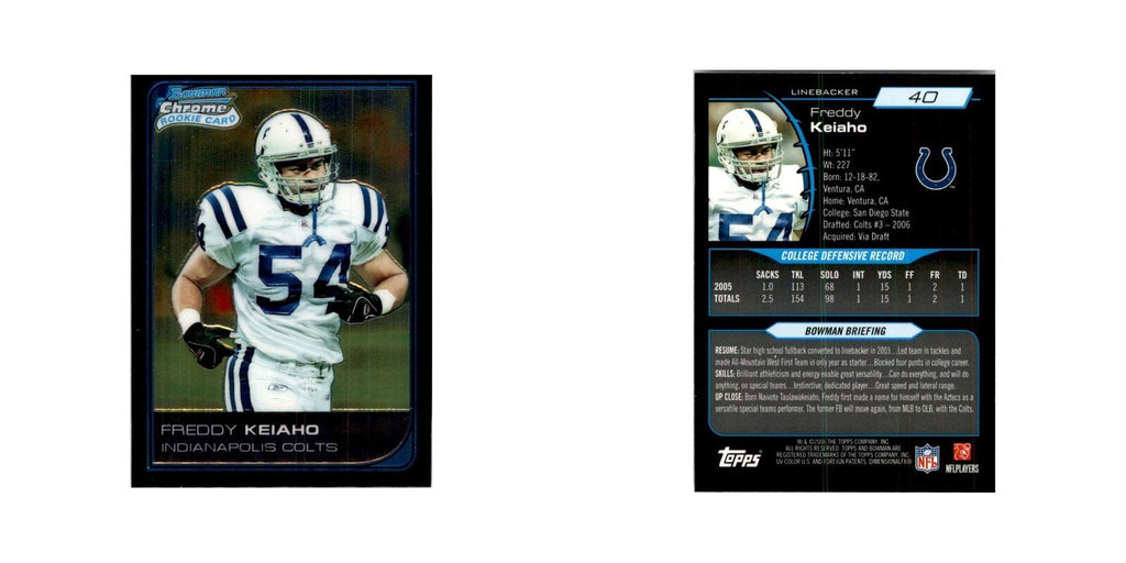 2006 Bowman Chrome Freddy Keiaho RC Football Cards #40