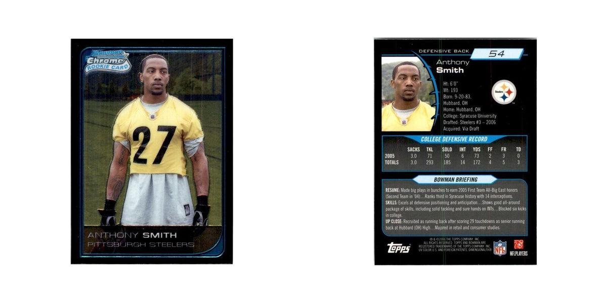2006 Bowman Chrome Anthony Smith RC Football Cards #54