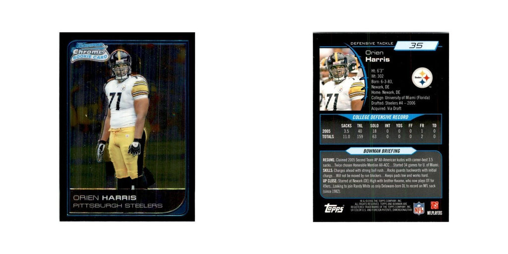 2006 Bowman Chrome Orien Harris RC Football Cards #35