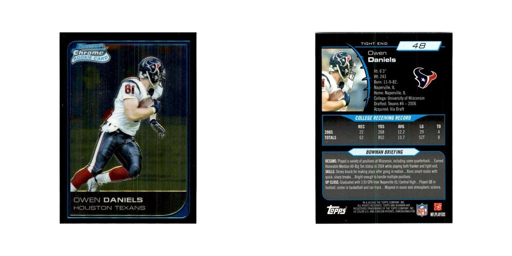 2006 Bowman Chrome Owen Daniels RC Football Cards #48