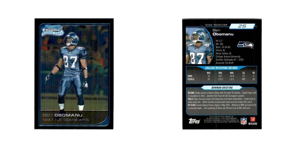 2006 Bowman Chrome Ben Obomanu RC Football Cards #25